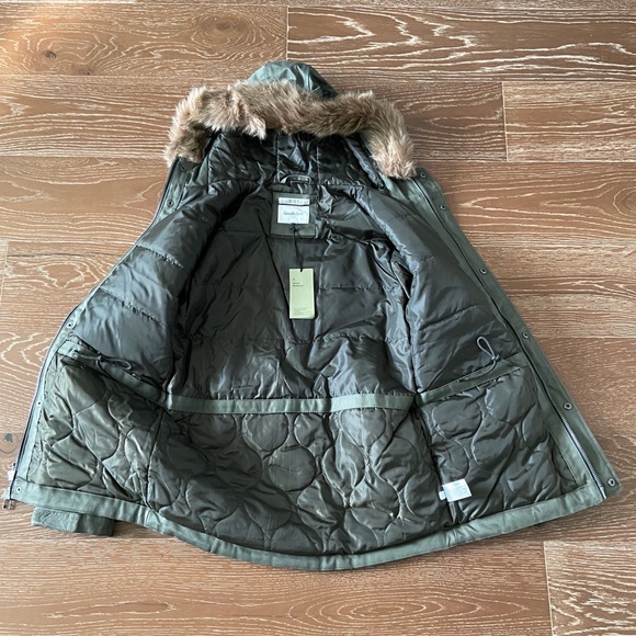 Goodfellow & Co Faux Fur Hood JACKET Olive-green NWT - Picture 3 of 12